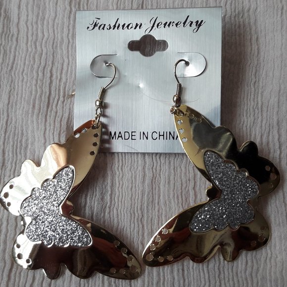 Fashion Jewelry Jewelry - Gold & Silver Glitter Butterly Fashion Earrings